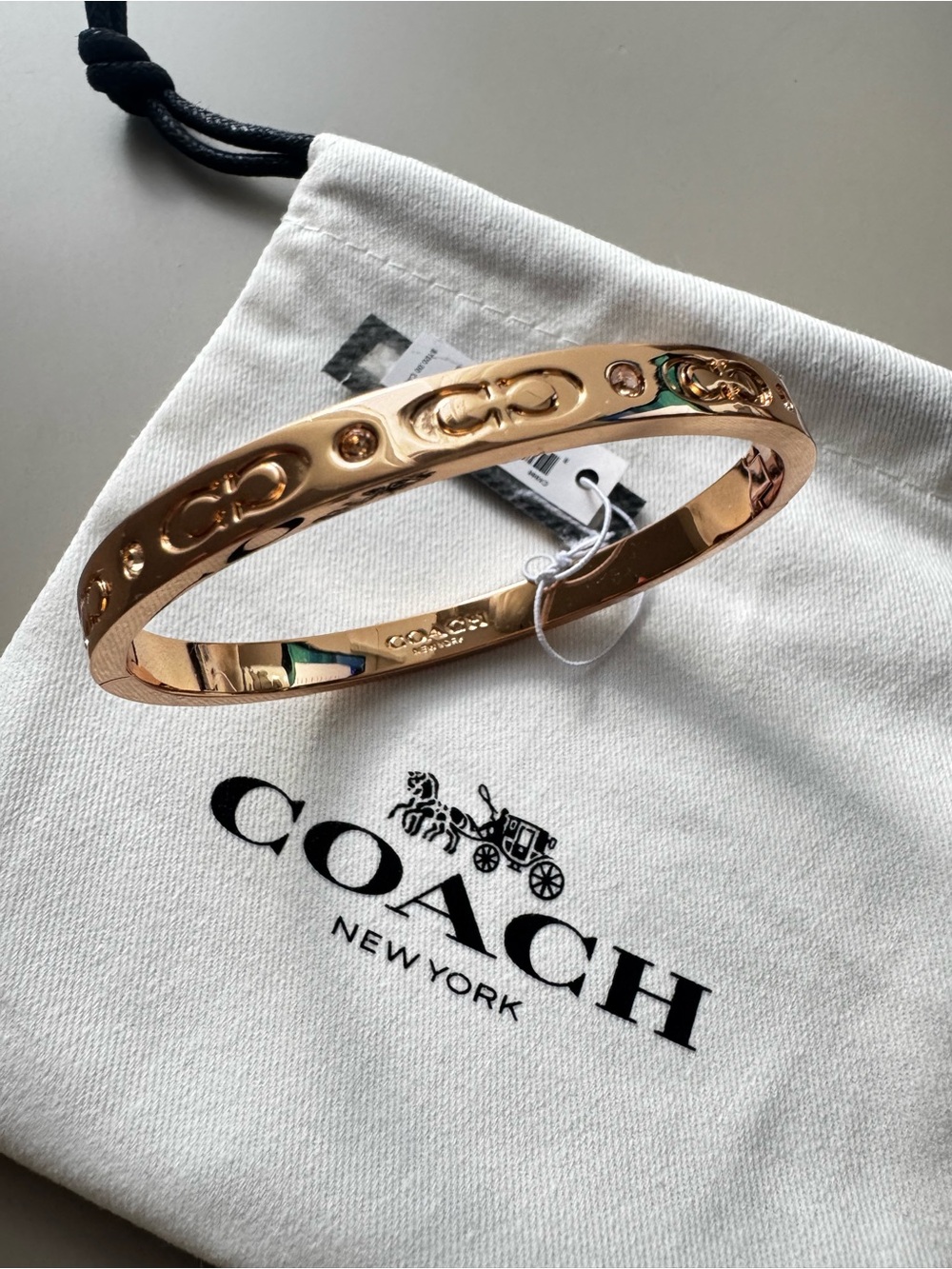 Coach Rose Gold Slim Hinged Bangle Bracelet
